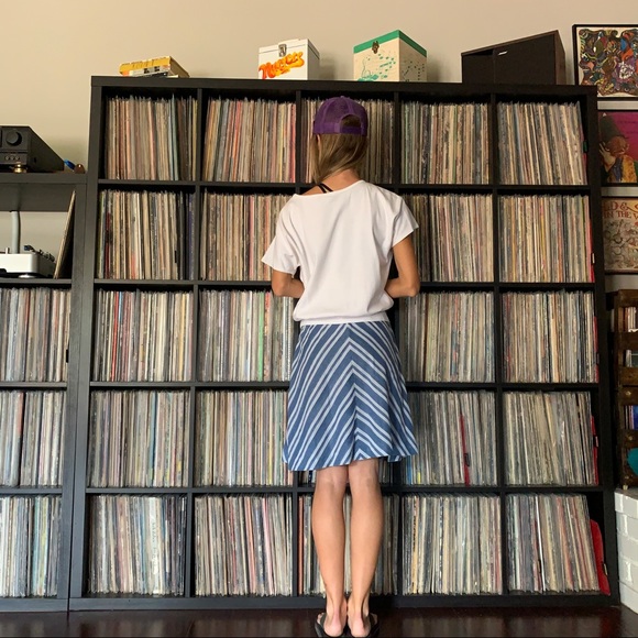 Vintage chevron blue skirt XS/S 70s - Picture 3 of 6